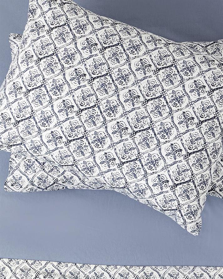 Set 2 fețe de pernă, Gem Roses, bumbac, 50x70 cm, albastru indigo