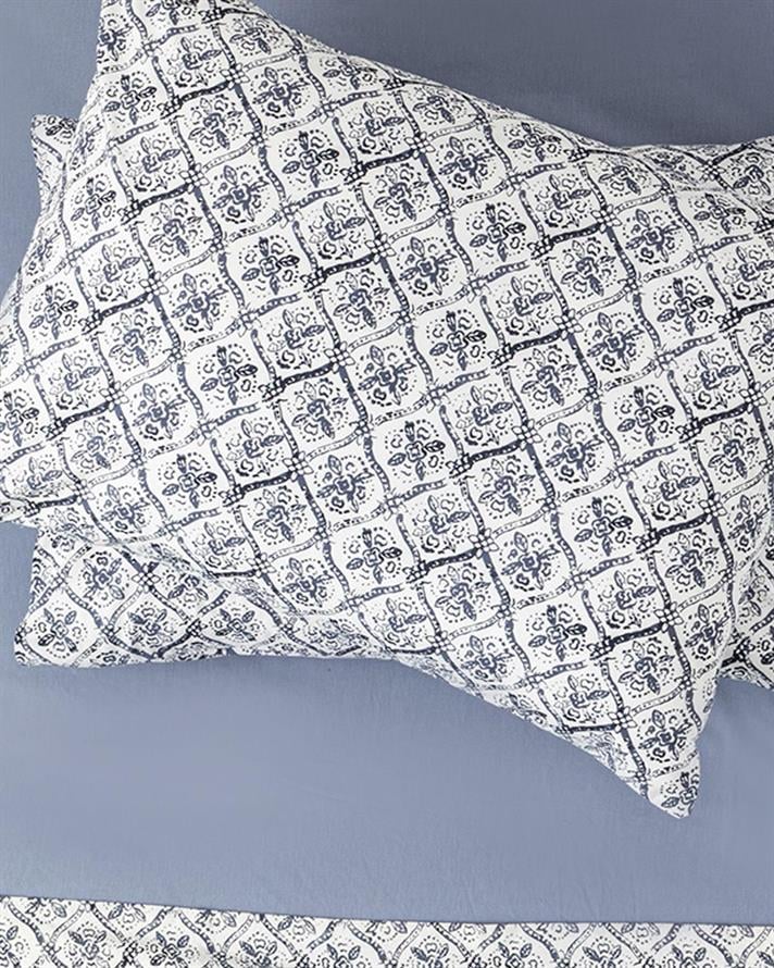 Set 2 fețe de pernă, Gem Roses, bumbac, 50x70 cm, albastru indigo