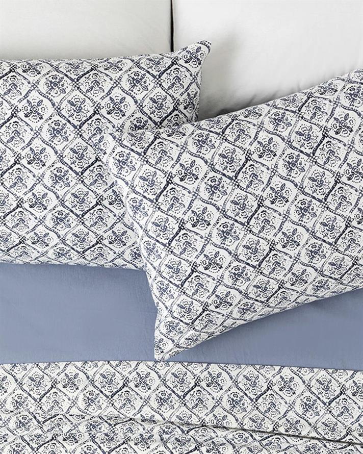 Set 2 fețe de pernă, Gem Roses, bumbac, 50x70 cm, albastru indigo