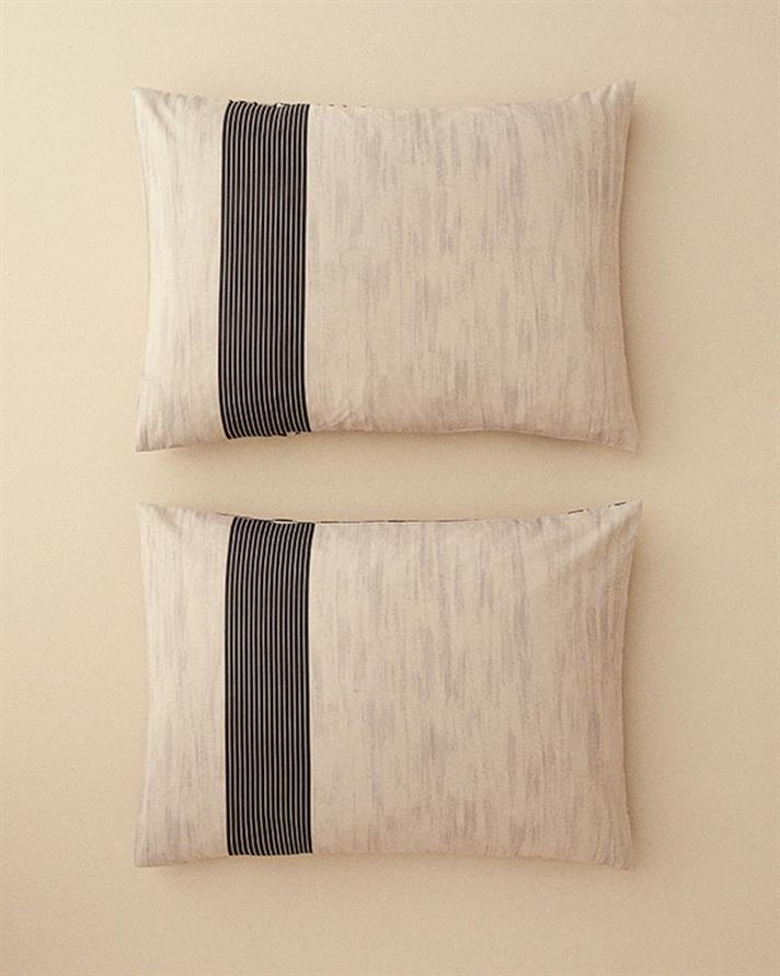 Set 2 fețe de pernă, Geodesic, bumbac-viscoză, 50x70 cm, antracit - verde