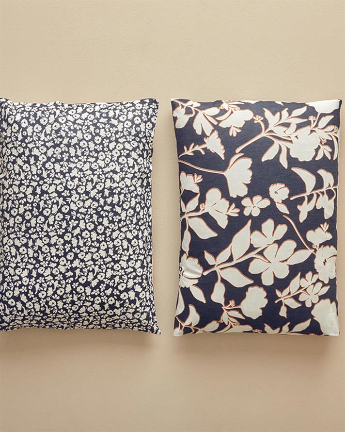 Set 2 fețe de pernă, Grandiflora, bumbac-viscoză, 50x70 cm, antracit- terracotta