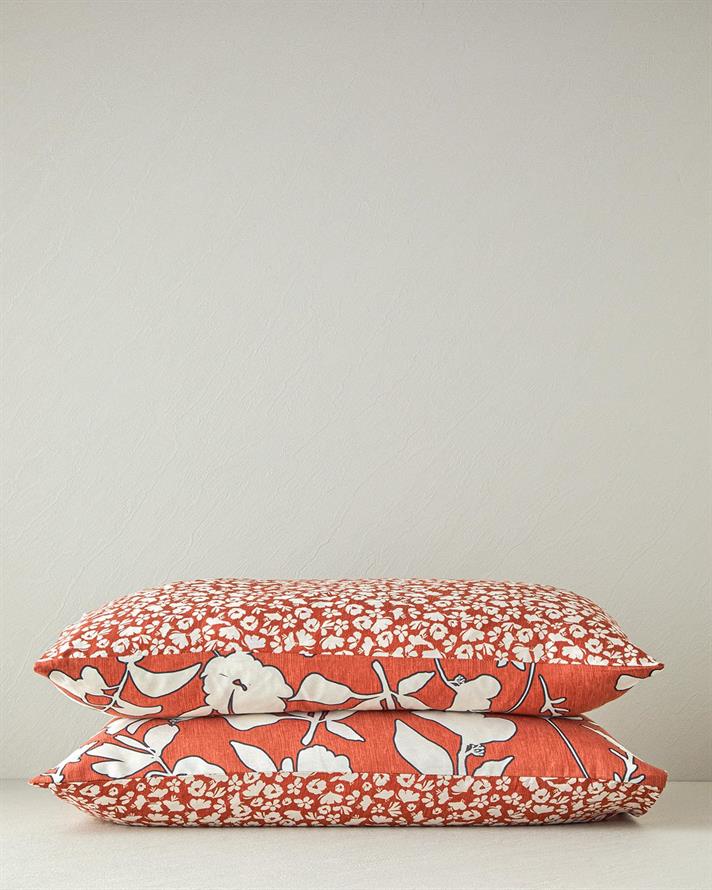 Set 2 fețe de pernă, Grandiflora, bumbac-viscoză, 50x70 cm, terracotta