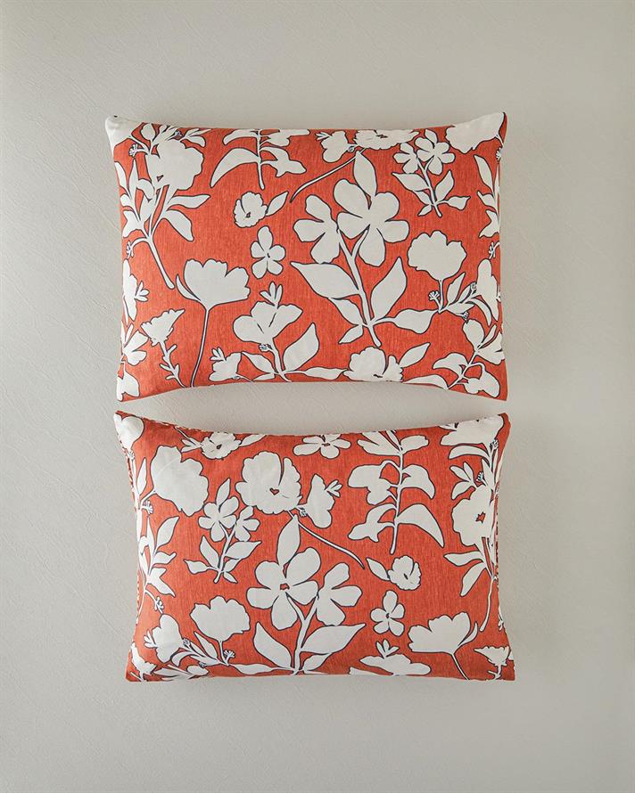 Set 2 fețe de pernă, Grandiflora, bumbac-viscoză, 50x70 cm, terracotta