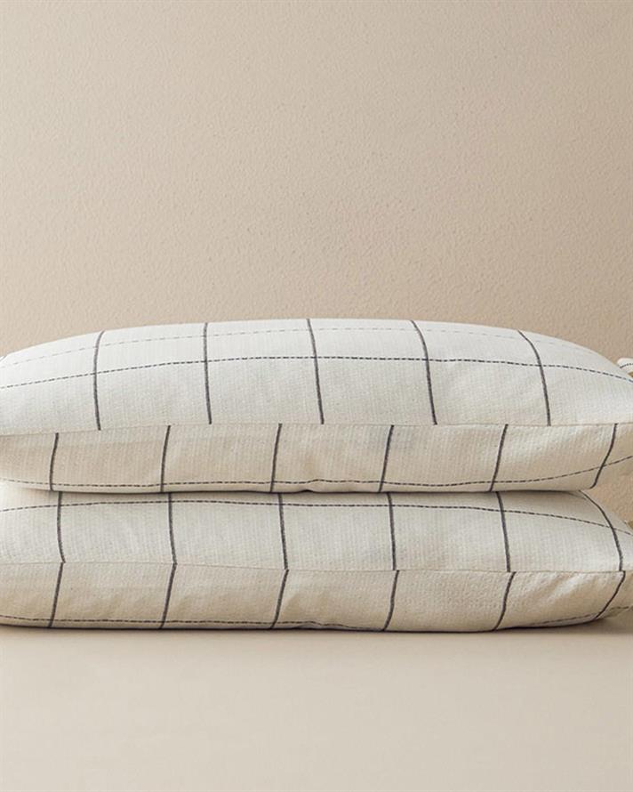 Set 2 fețe de pernă, Graph Check, bumbac-viscoză-poliester, 50x70 cm, antracit