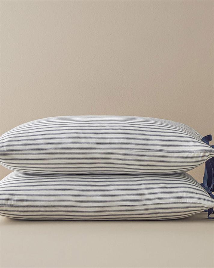 Set 2 fețe de pernă, Pure Stripe, bumbac-viscoză-poliester, 50x70 cm, bleumarin