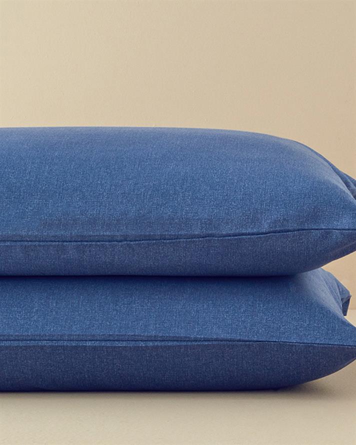 Set 2 fețe de pernă, Textured Plain, bumbac-poliester, 50x70 cm, bleu