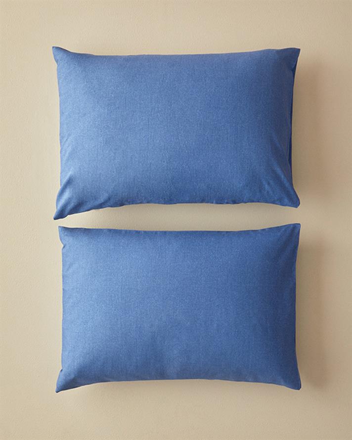 Set 2 fețe de pernă, Textured Plain, bumbac-poliester, 50x70 cm, bleu