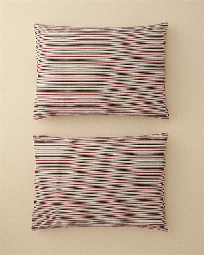 Set 2 fețe de pernă, Timeline, bumbac-viscoză, 50x70 cm, terracotta