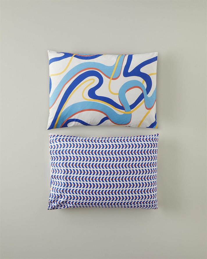 Set 2 fete de perna, Abstract Marine, bumbac, 50x70 cm, albastru-portocaliu