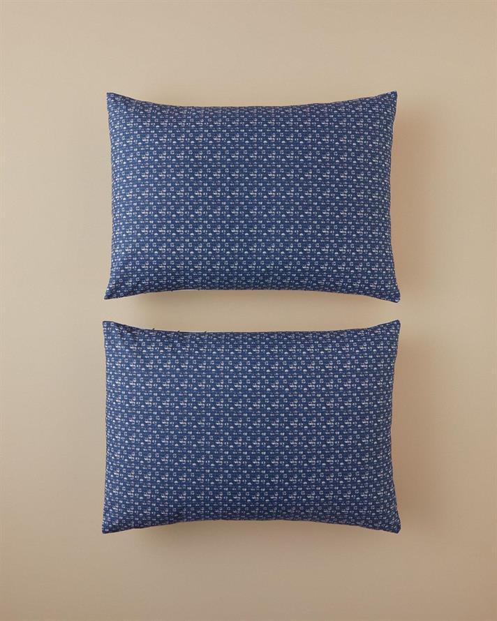 Set 2 fete de perna, Border Check, bumbac-poliester, 50x70 cm, bleumarin