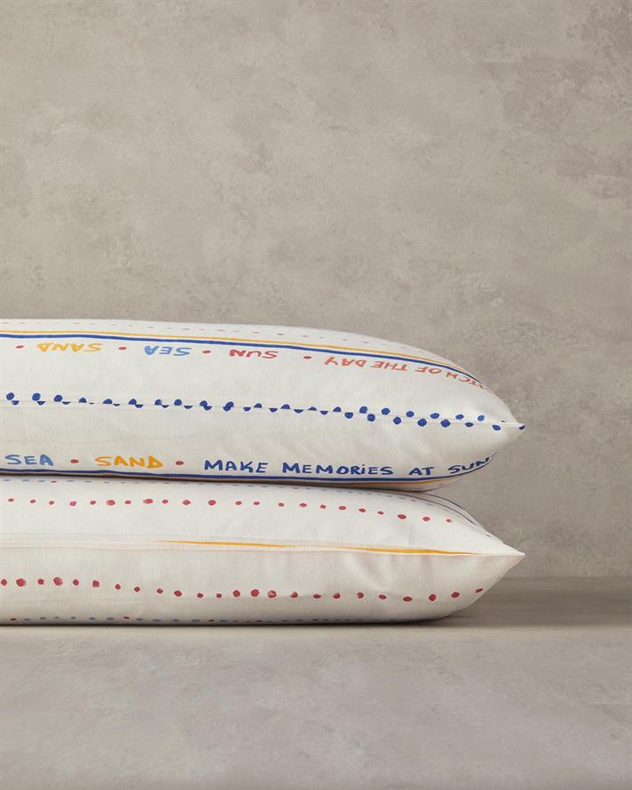 Set 2 fete de perna, Coastal Stripe, bumbac-poliester, 50x70 cm, rosu