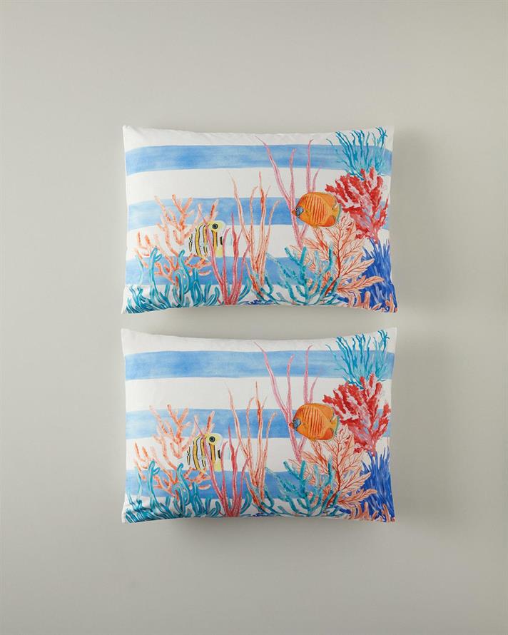 Set 2 fete de perna, Deep Ocean, bumbac-viscoza, 50x70 cm, bleu