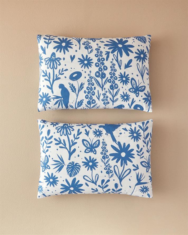 Set 2 fete de perna, Folk Garden, bumbac-poliester, 50x70 cm, bleu