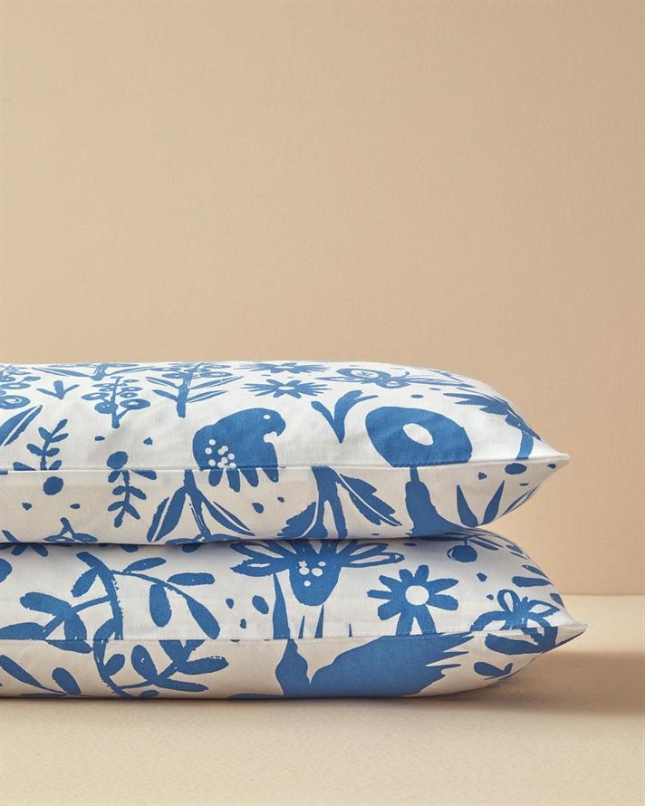 Set 2 fete de perna, Folk Garden, bumbac-poliester, 50x70 cm, bleu