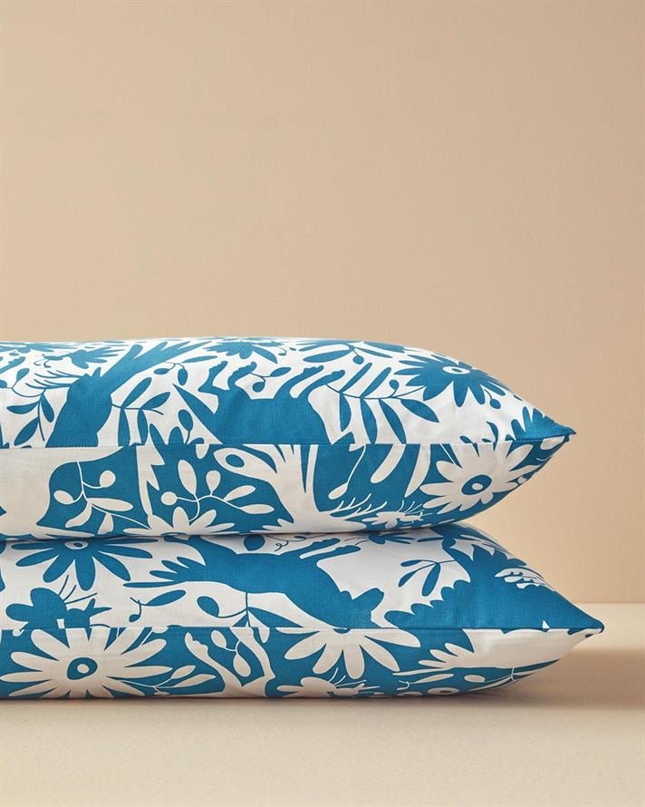 Set 2 fete de perna, Folk Jungle, bumbac, 50x70 cm, bleu