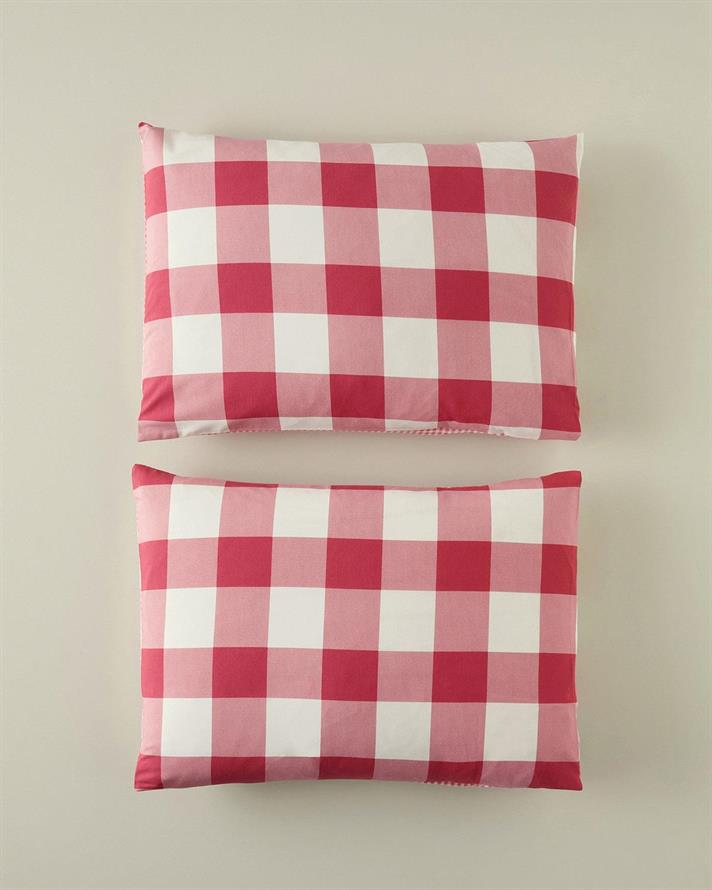 Set 2 fete de perna, Gingham, bumbac-poliester, 50x70 cm, roz