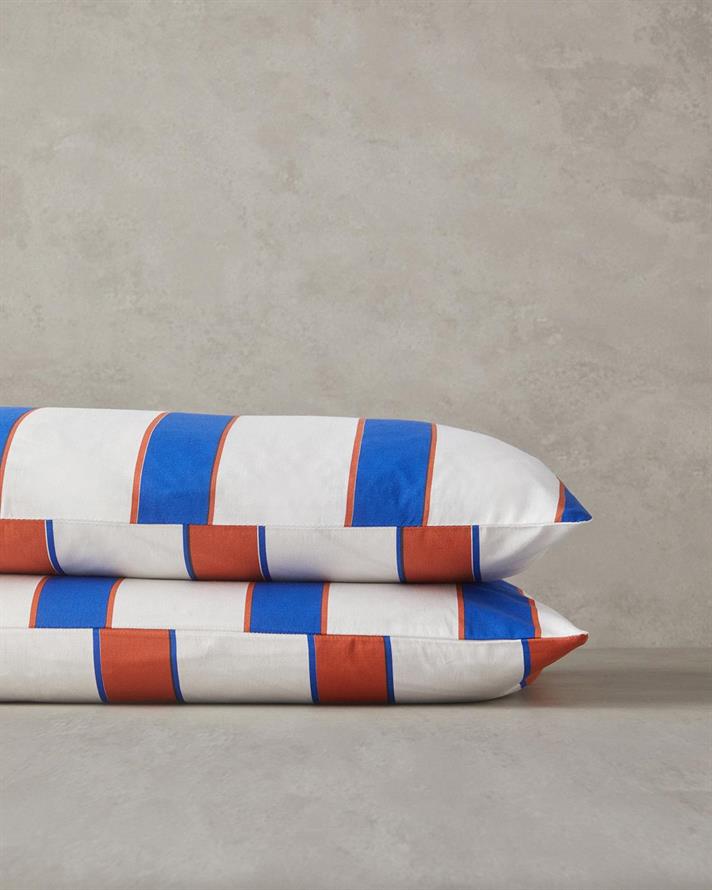 Set 2 fete de perna, Marine Stripe, bumbac, 50x70 cm, albastru-portocaliu