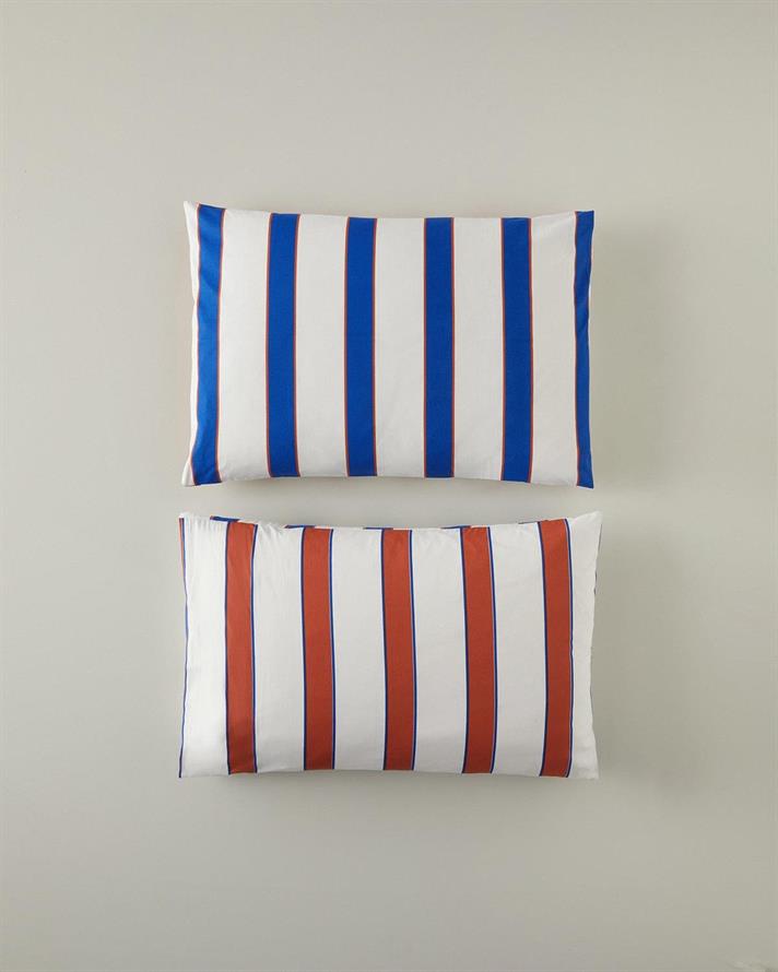 Set 2 fete de perna, Marine Stripe, bumbac, 50x70 cm, albastru-portocaliu