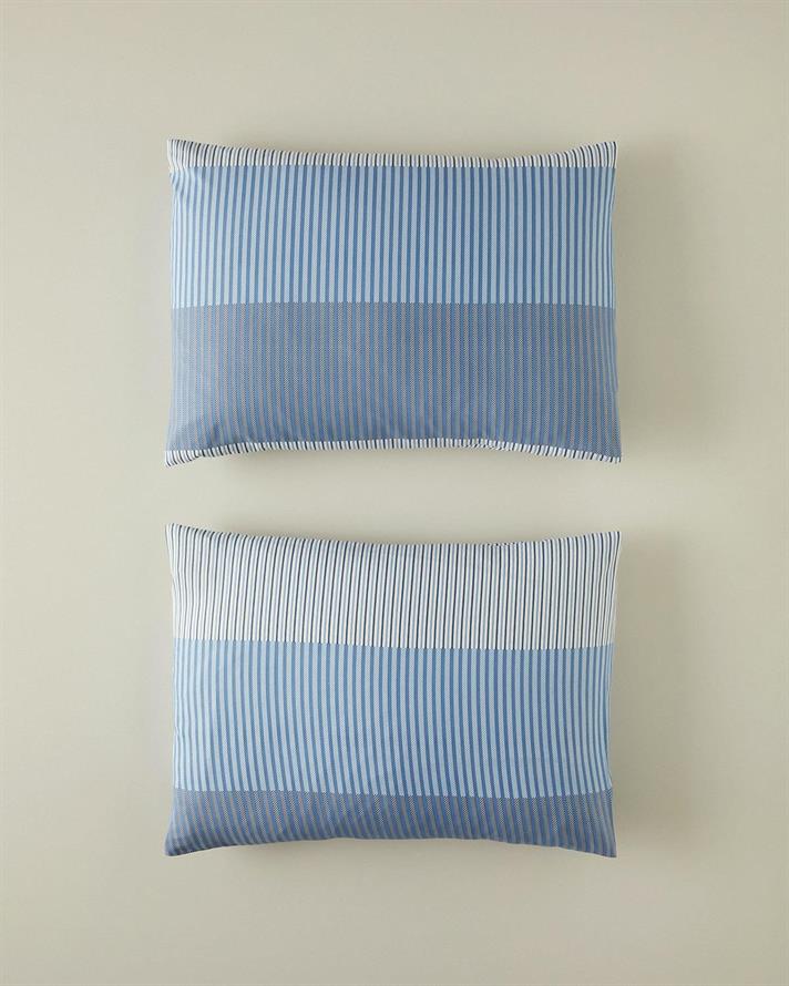 Set 2 fete de perna, Modern Strip, bumbac-poliester, 50x70 cm, bleu
