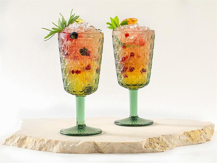 Set 2 Pahare cocktail, Agnes, sticlă, 290 ml, verde