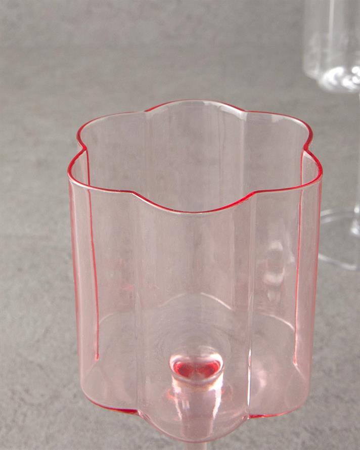 Set 2 pahare de vin, Flor Pura, sticla, 320 ml, roz pudra