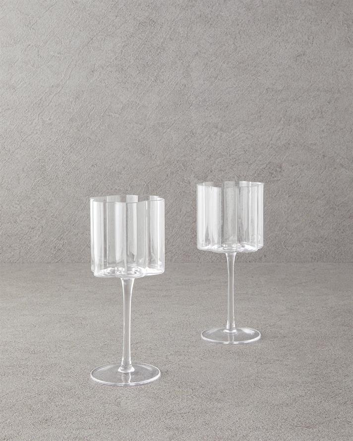 Set 2 pahare de vin, Flor Pura, sticla, 320 ml, transparent
