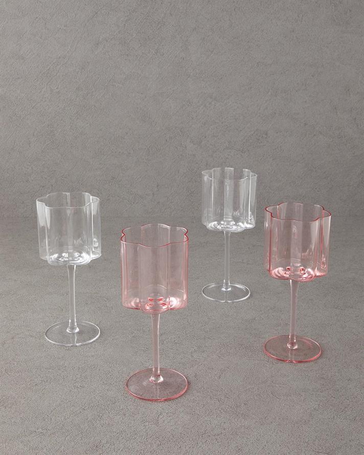 Set 2 pahare de vin, Flor Pura, sticla, 320 ml, transparent