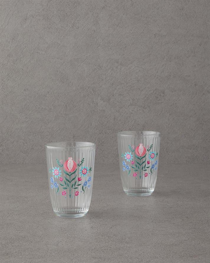 Set 2 pahare pentru apa/ sucuri, Carnival Tulip, sticla, 395 ml, bleu