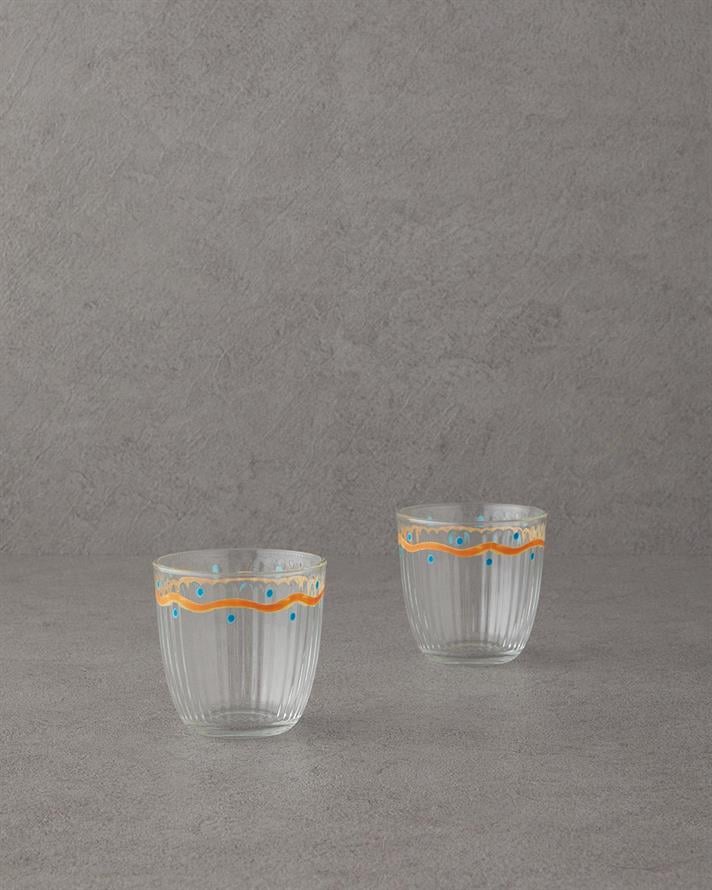 Set 2 pahare pentru apa/ sucuri, Carnival Day, sticla, 290 ml, portocaliu