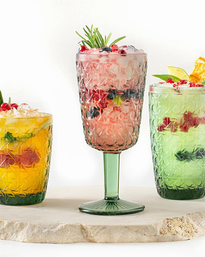 Set 2 Pahare pentru băuturi răcoritoare, Agnes, sticlă, 290 ml, verde