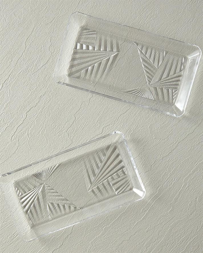Set 2 platouri, Paşabehçe-Madlen, sticlă, 21x12 cm, transparent