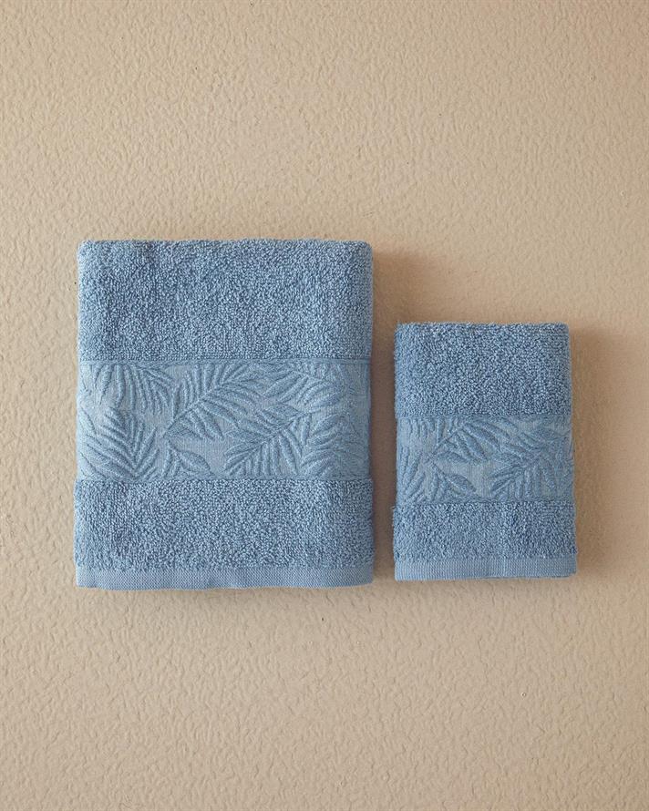 Set 2 prosoape, Branch, bumbac, 50x80+30x45 cm, albastru