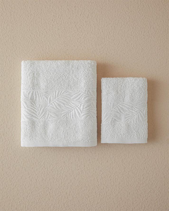 Set 2 prosoape, Branch, bumbac, 50x80+30x45 cm, ecru