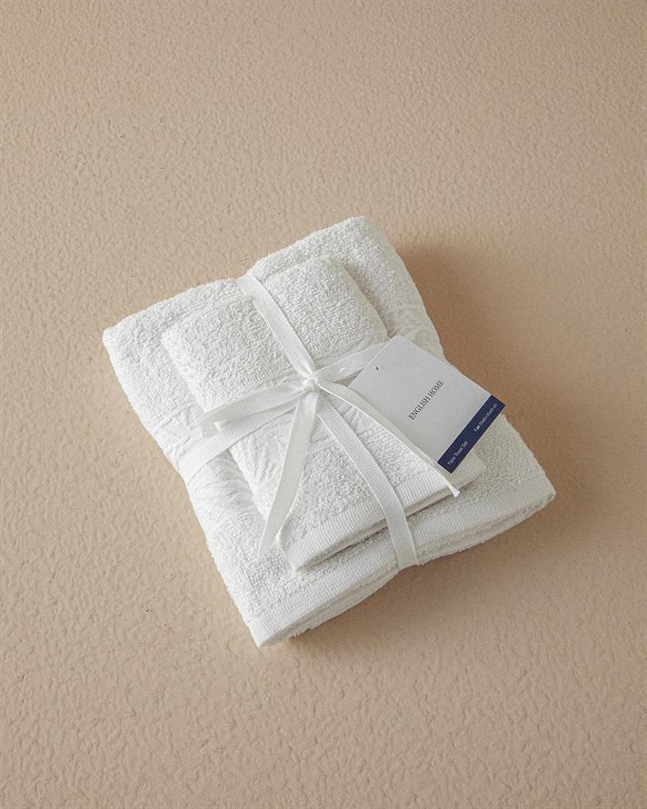 Set 2 prosoape, Branch, bumbac, 50x80+30x45 cm, ecru