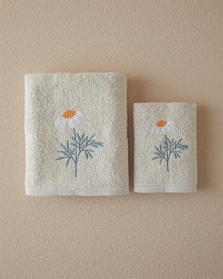 Set 2 prosoape, Daisy Garden, bumbac, 50x80+30x45 cm, bej
