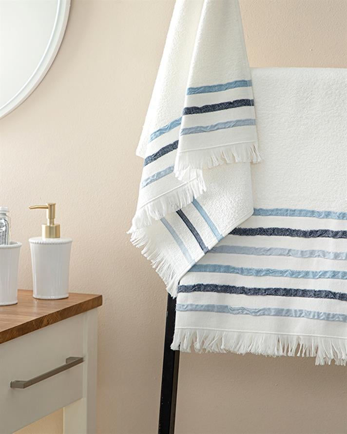 Set 2 prosoape de baie, New Retro, bumbac, 50x85cm + 70x150cm, bleu