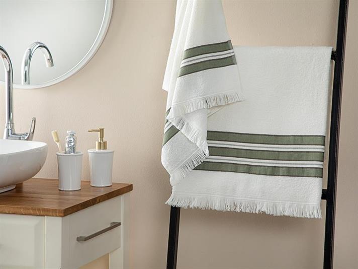 Set 2 prosoape de baie, New Retro, bumbac, 50x85cm + 70x150cm, verde