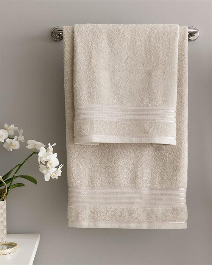 Set 2 prosoape de baie, Romantic Stripe, bumbac, 50x85cm + 70x150cm, gri