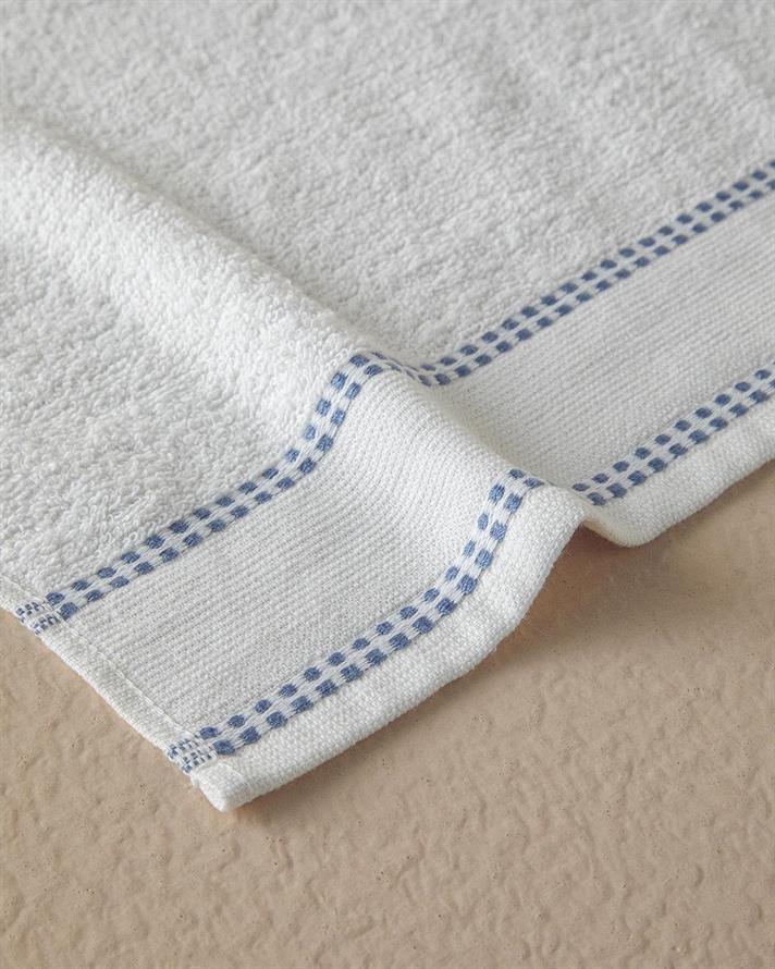 Set 2 prosoape, Lega, bumbac, 50x80+30x45 cm, ecru-albastru