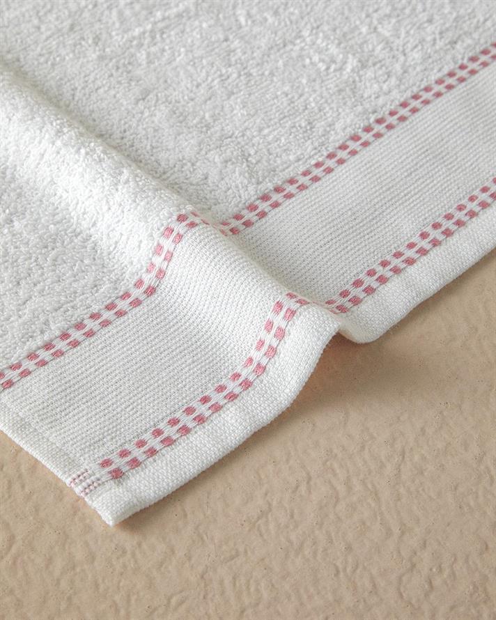 Set 2 prosoape, Lega, bumbac, 50x80+30x45 cm, ecru - roz