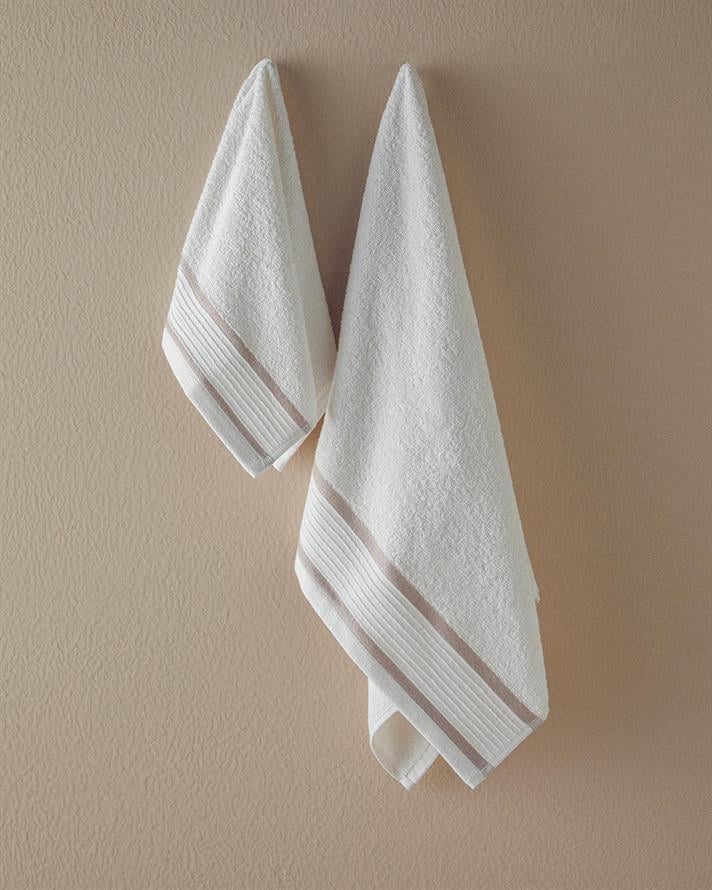 Set 2 prosoape, Moka, bumbac, 50x80+30x45 cm, ecru-bej