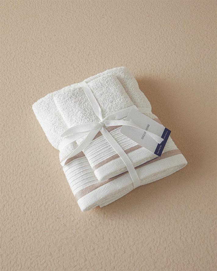 Set 2 prosoape, Moka, bumbac, 50x80+30x45 cm, ecru-bej