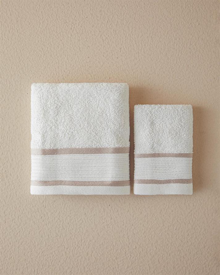 Set 2 prosoape, Moka, bumbac, 50x80+30x45 cm, ecru-bej