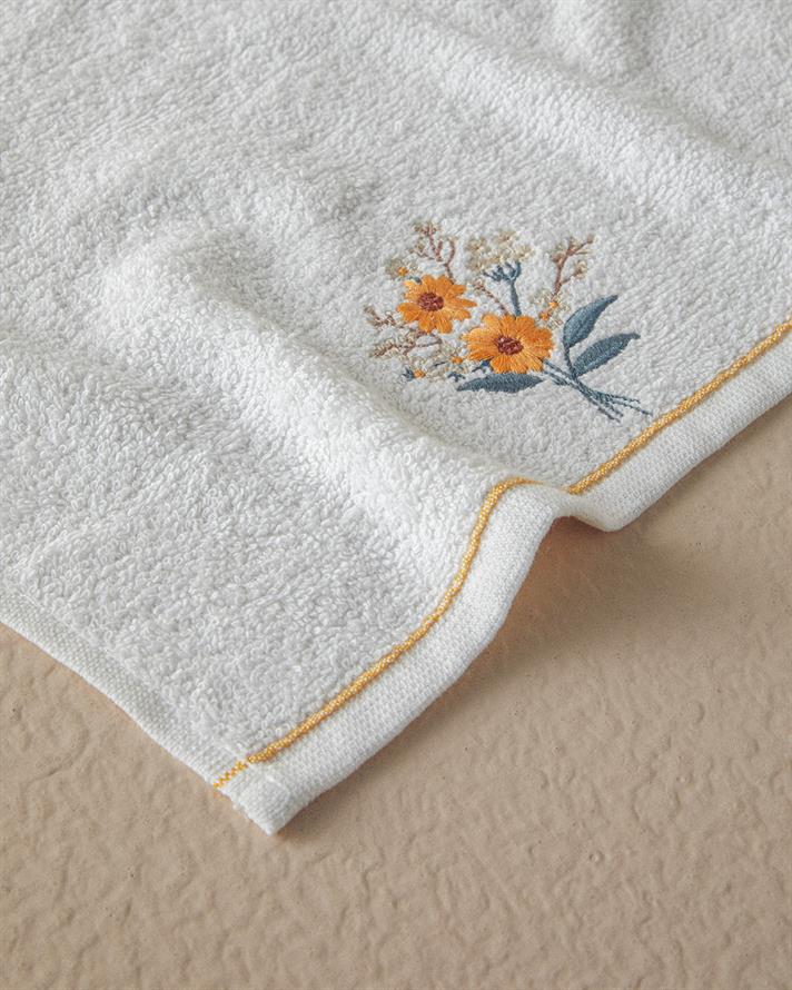 Set 2 prosoape, Sunflowers, bumbac, 50x80+30x45 cm, ecru