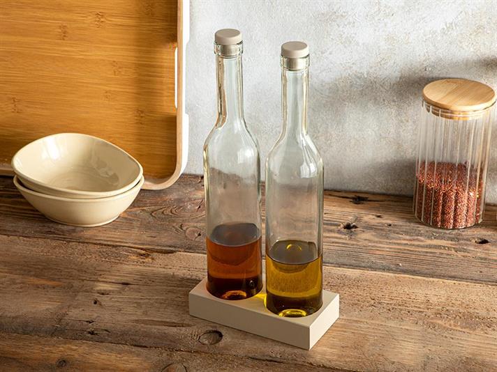 Greta Glass 2 Set Oil-Vinegar Cup 500 ml Dark Beige