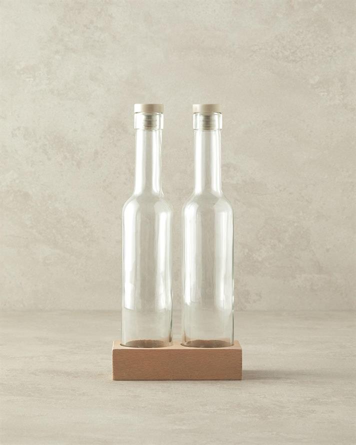 Glass 2 Set Oil-Vinegar Cup 250 ml Dark Beige