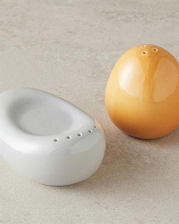 Boho New Bone China 2 Set Salt And Pepper Shak 10 cm Gray-Yellow