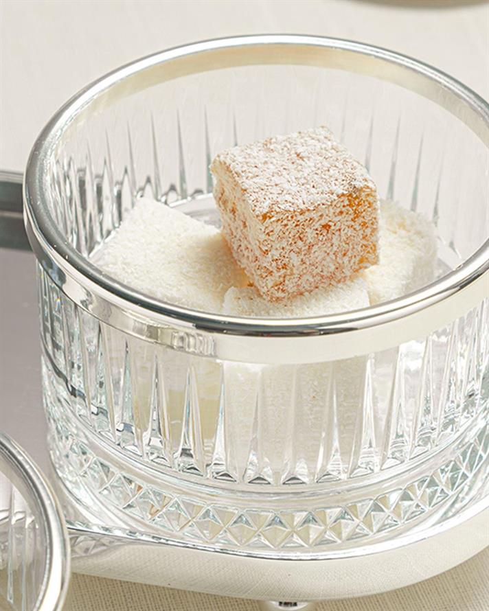 Set 2 sosiere cu suport, Mery, placat cu argint, 20x10 cm, argintiu