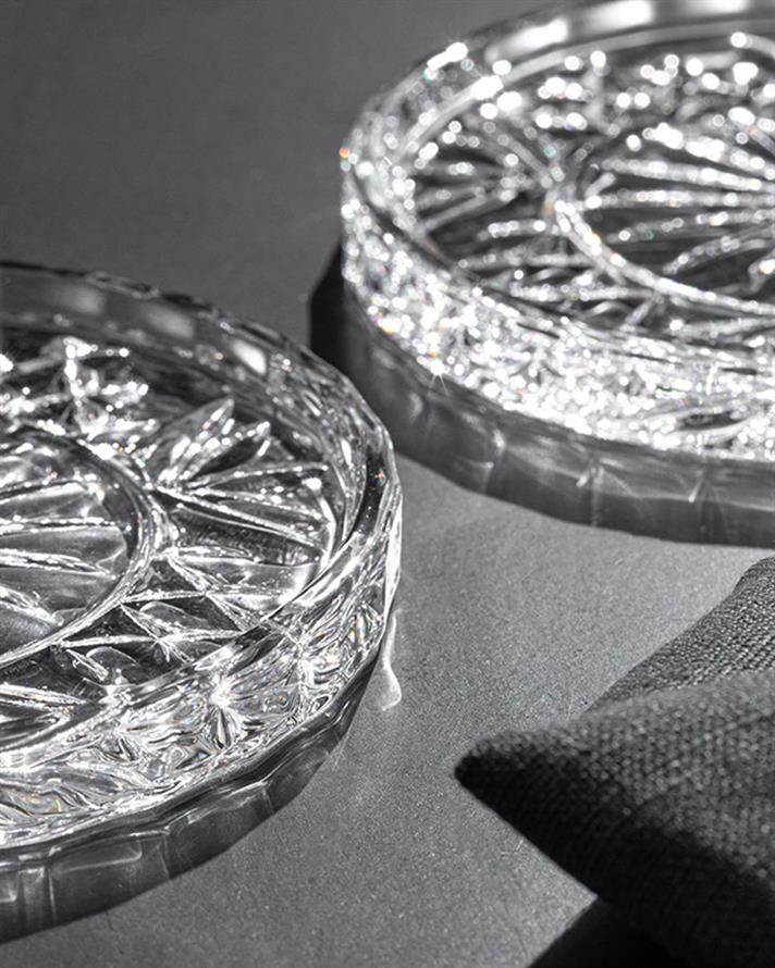 Set 2 suporturi de pahar, Cosmic, sticlă, 10 cm, transparent