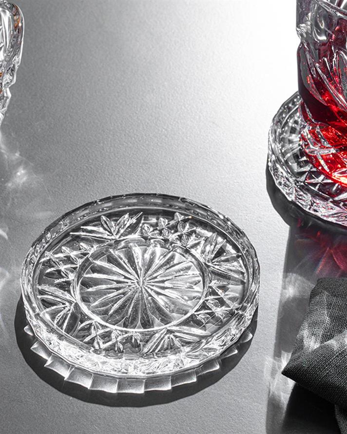 Set 2 suporturi de pahar, Cosmic, sticlă, 10 cm, transparent